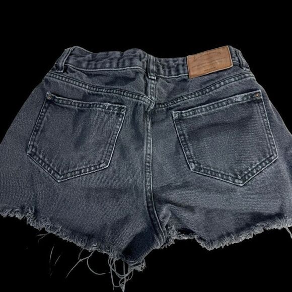 Zara TRF Authentic Denim Black Distressed Cutoff Shorts High Waist Sz 25 - Picture 3 of 7